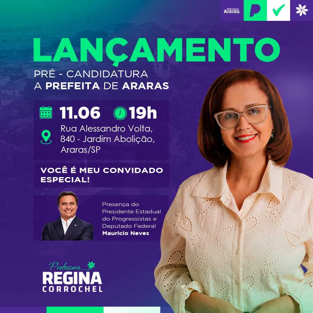 Noticias de Araras | Vereadora Regina Corrochel marca evento para oficialização de sua pré-candidatura a prefeitura de Araras, SP
