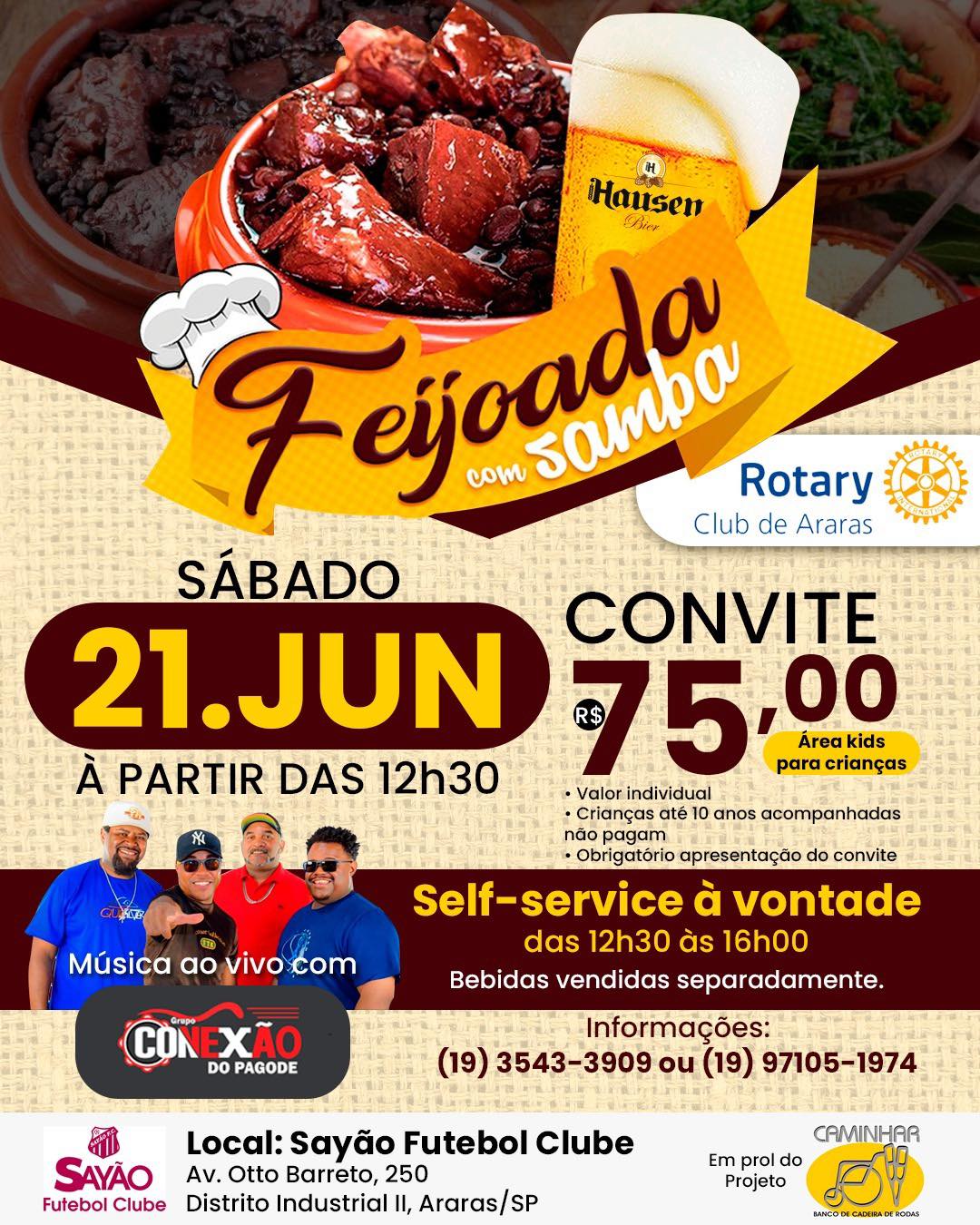 Noticias de Araras | Rotary Club promove feijoada com samba em prol do Projeto Caminhar em Araras, SP Noticias de Araras | Rotary Club promove feijoada com samba em prol do Projeto Caminhar em Araras, SP